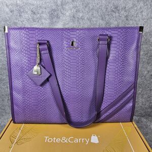 Tote & Carry Apollo 1 Purple Crocodile-Patterned Faux Leather Tote Bag